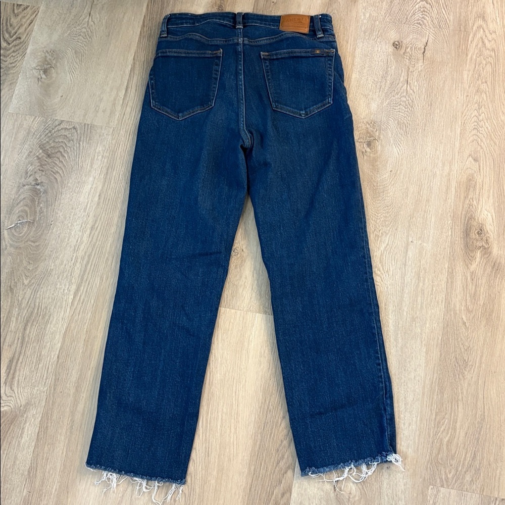 FAHERTY organic cotton straight leg jeans size 29 indigo raw hem dark wash comfy - Picture 4 of 10
